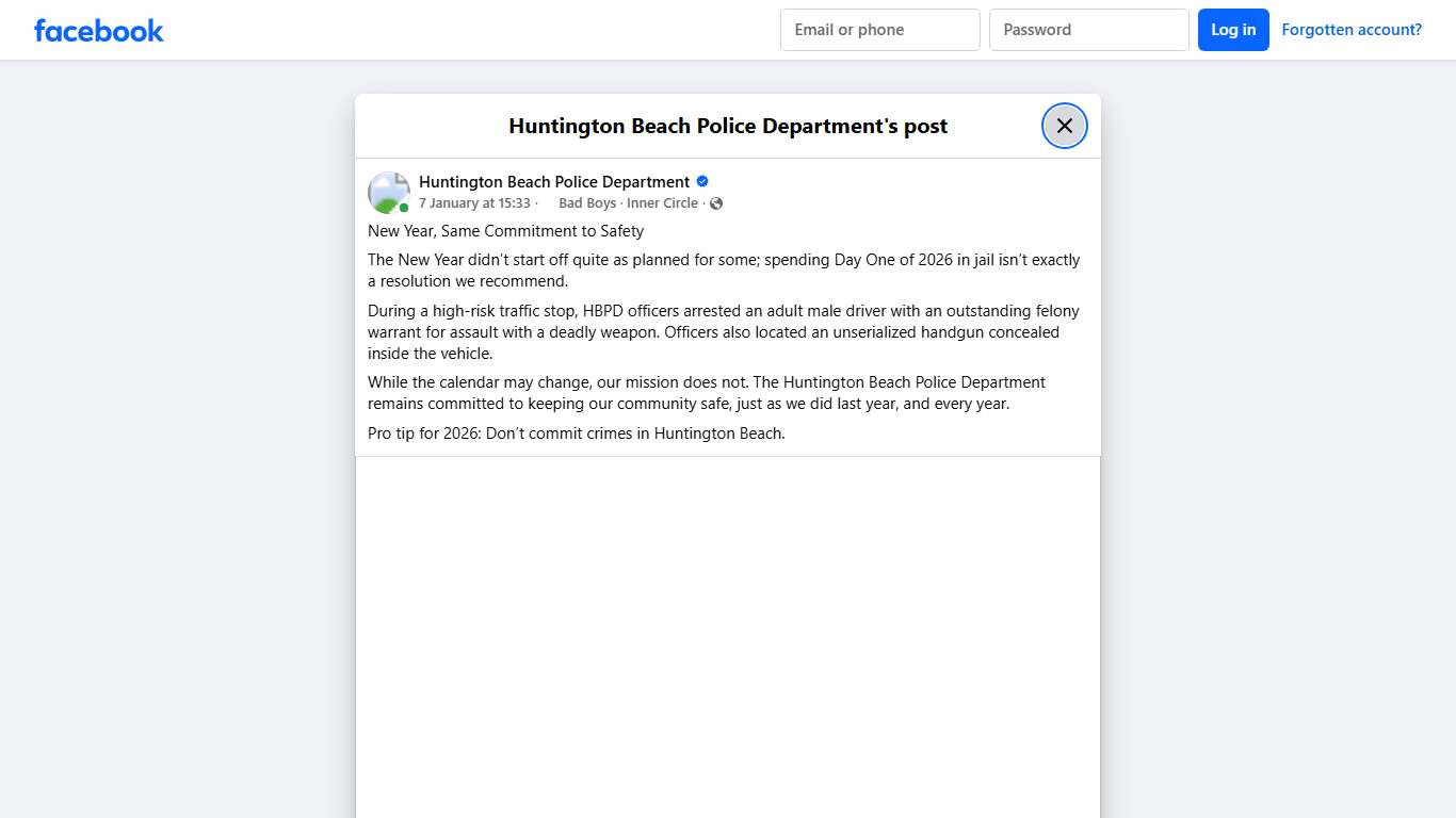New Year, Same... - Huntington Beach Police Department Facebook